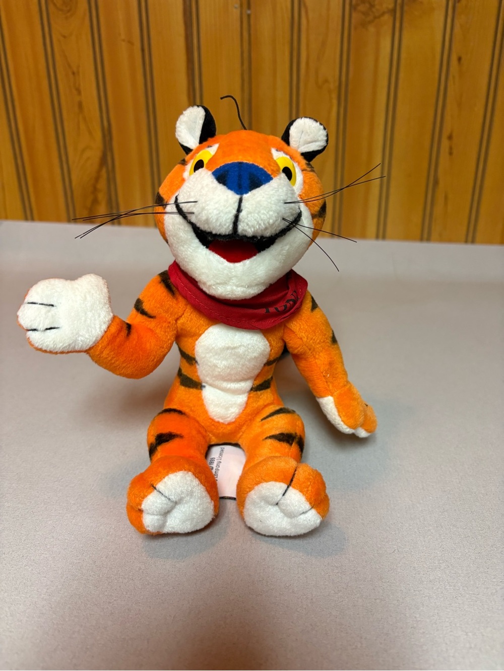 Plush Orange Tiger Toy with Red Bandana - Soft Cuddly Stuffed Animal